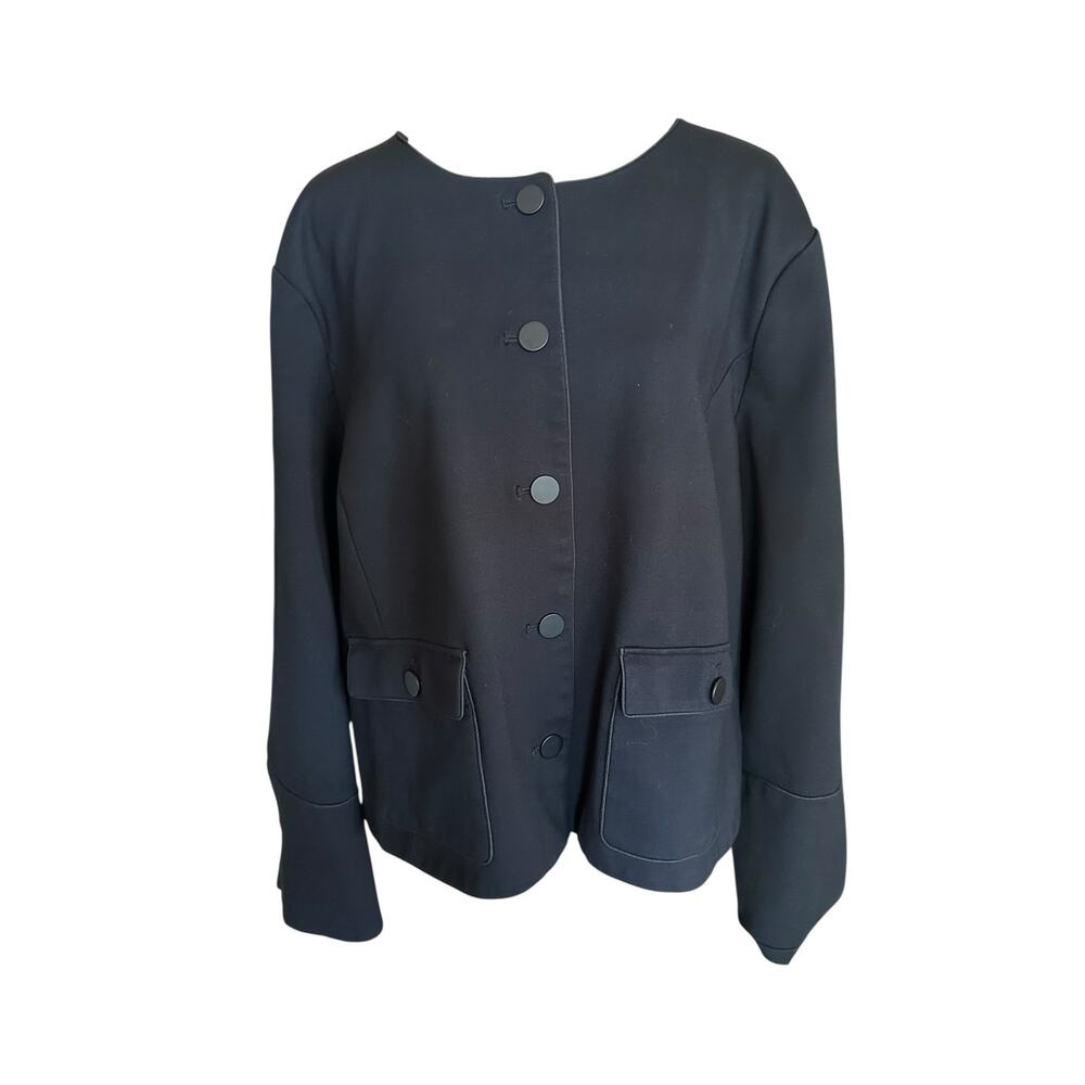 SPANX Black Ponte Lady Cropped Modern Structured Button-Front Jacket Size 3X/3T
